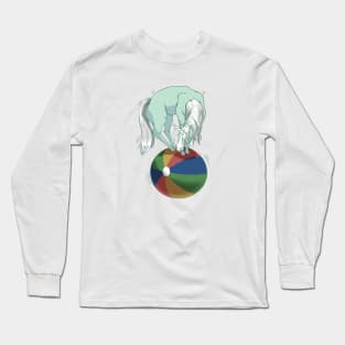 Unicorn Balancing on Beach Ball Long Sleeve T-Shirt